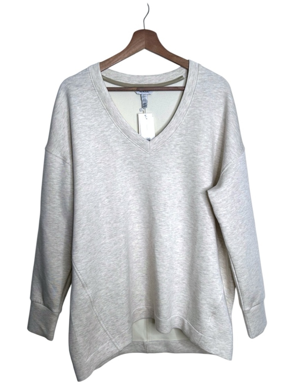 Spanx Airessentials Brushed V-neck Cozy Soft Tunic Heather Cream Women’s Size XL - Picture 2 of 8